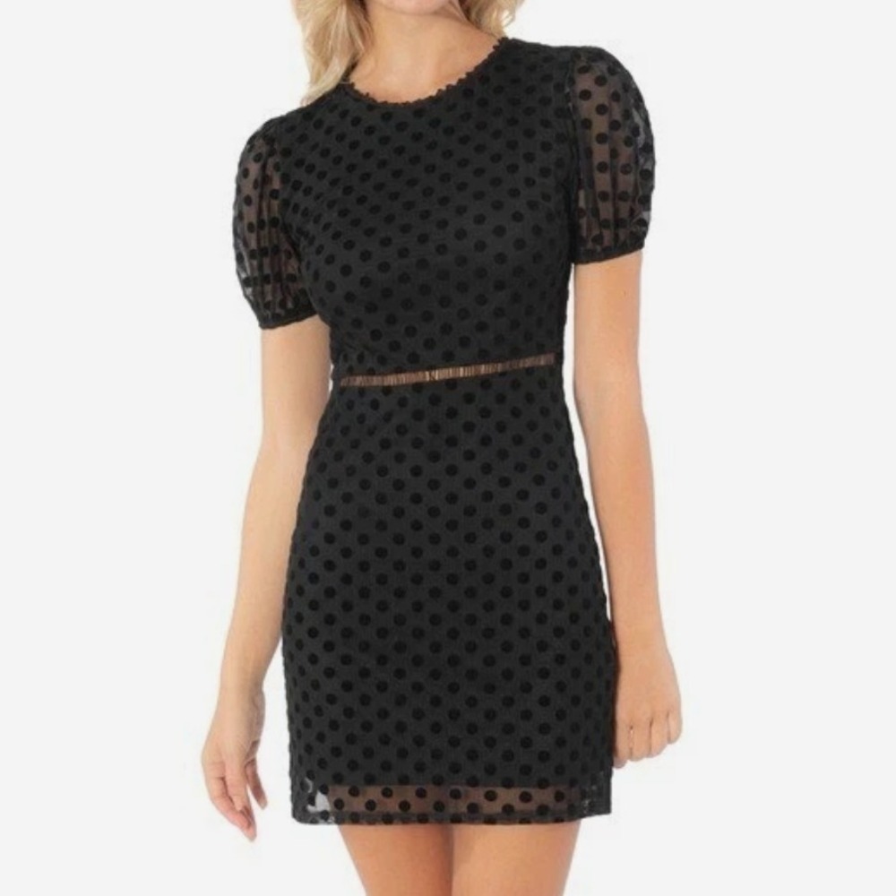 New Speechless Textured Polka‎ Dot Cut Off Waist Dress size Medium Black